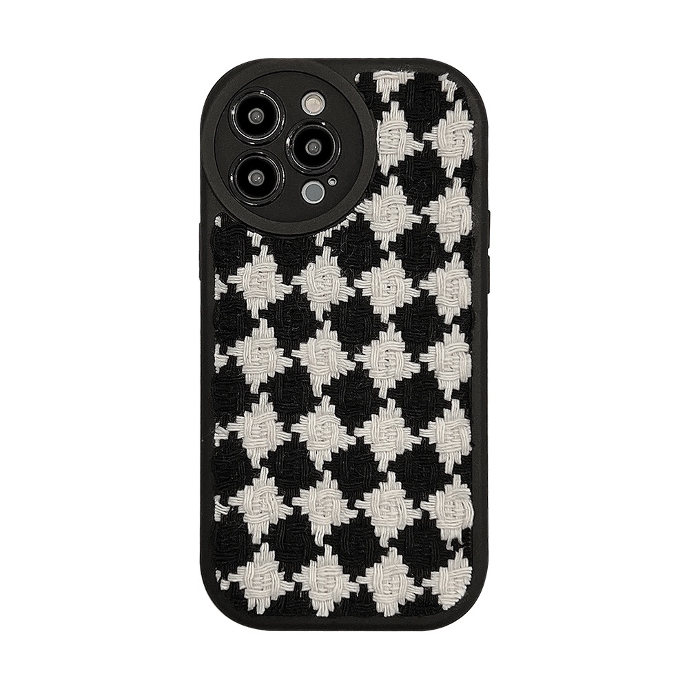 Korea Hitam Dan Putih Kain Flanel Berlian Silikon Case Untuk Iphone 14xxxr XM 11 12 MINI 13 PRO MAX Casing1216