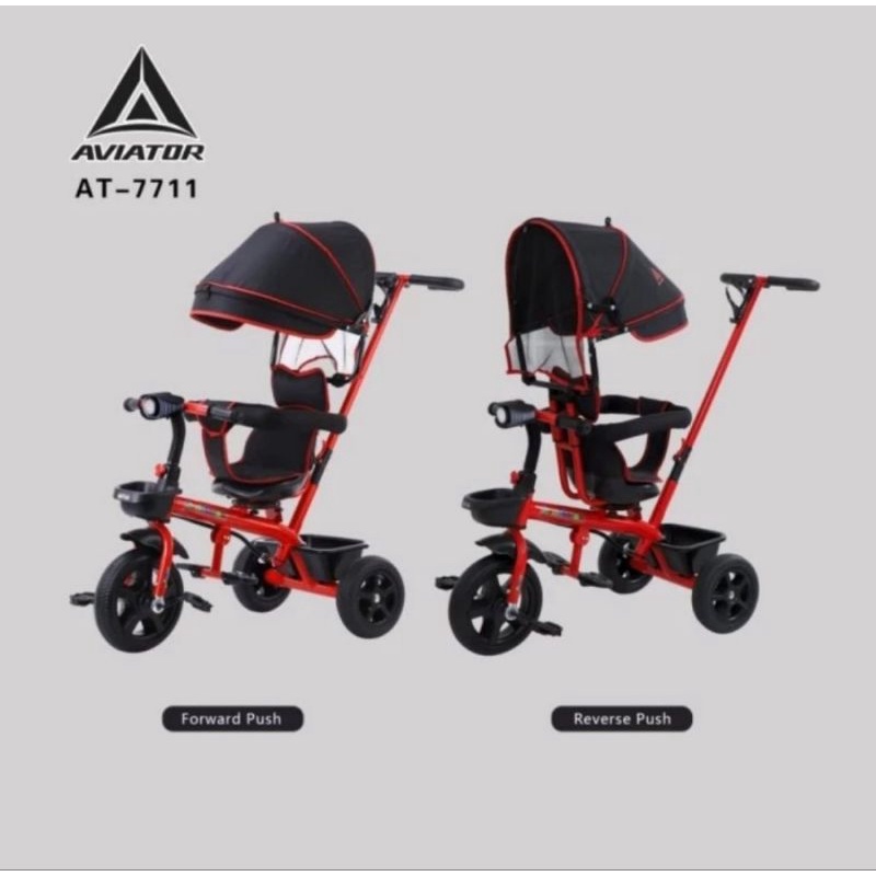 Sepeda Roda Tiga Anak Aviator 7711 Dorongan Musik Kanopy Jok Putar