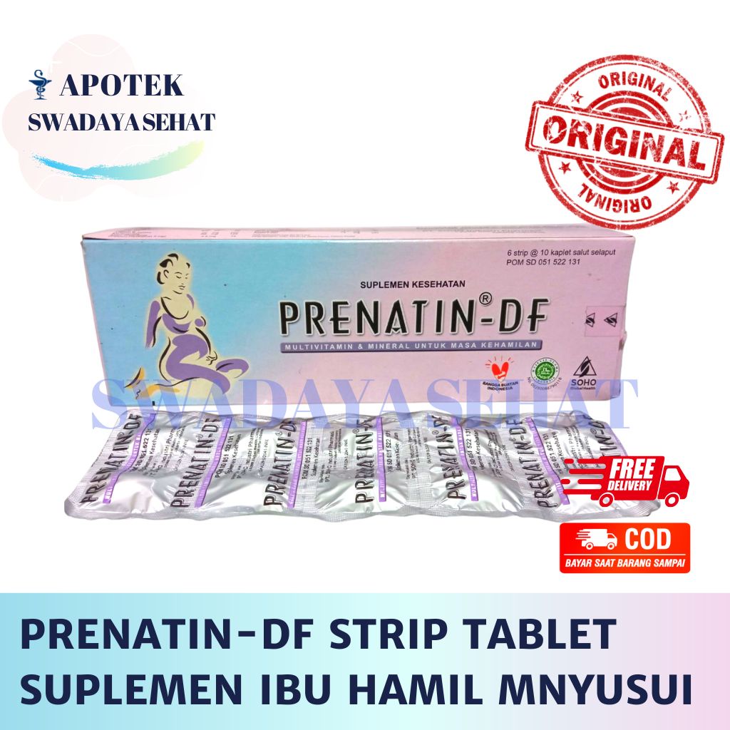 PRENATIN DF Strip Tablet - Suplemen Ibu Hamil Menyusui Kesehatan Bumil Mencegah Anemia Pre natin Prenatin-DF