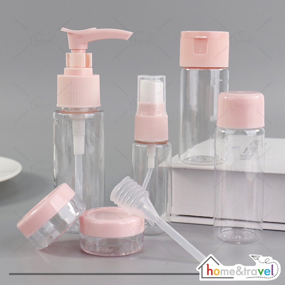 HOVELSHOP Botol Kosmetik Travel Set Sabun Cair Spray Pump Free Pouch