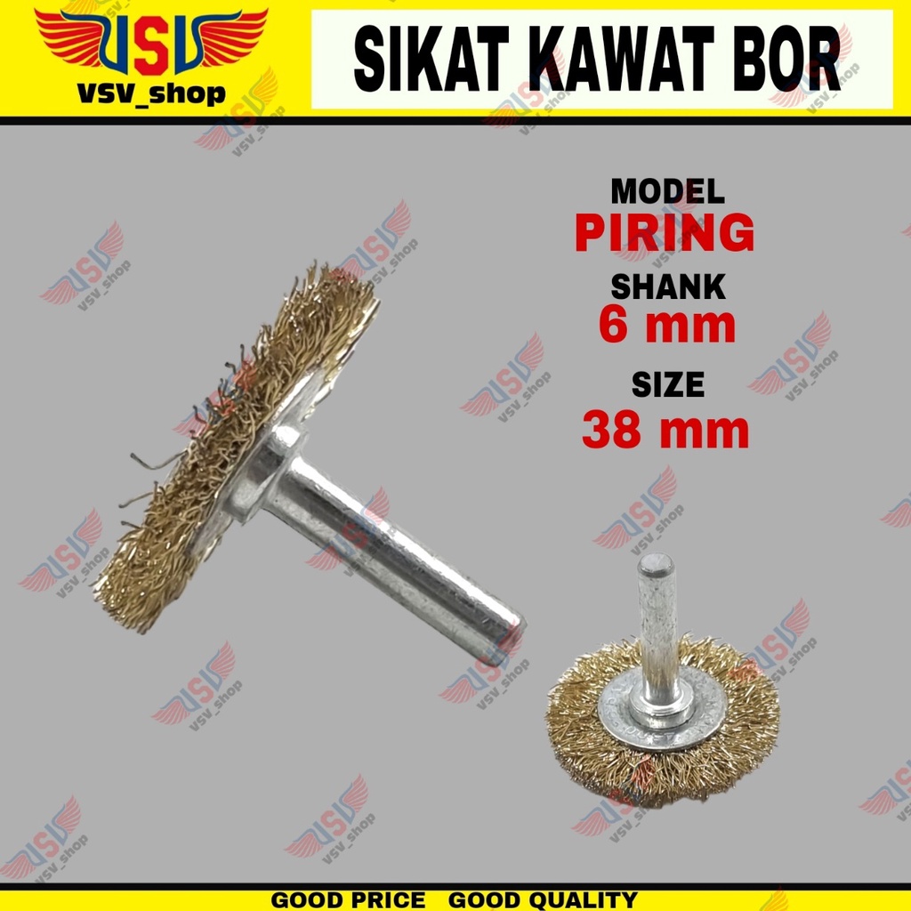 Mata Bor Sikat Kawat Piring Gagang 6mm Mesin Bor Penghilang Karat 38/50/65/75/100mm