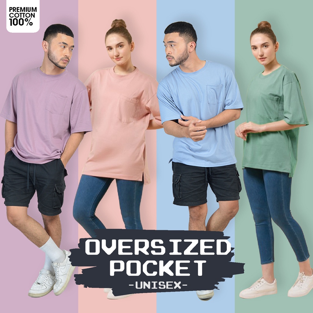 KAOS POLOS OVERSIZE POCKET UNISEX COTTON COMBED PREMIUM OVERSIZED TSHIRT