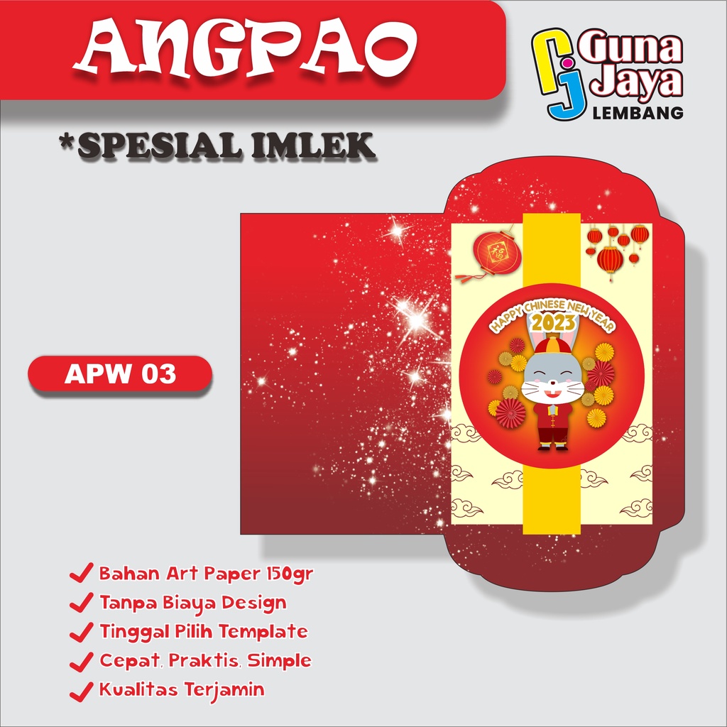 Jual ANGPAO IMLEK SHIO KELINCI 2023/Amplop Imlek / Angpao / Angpau