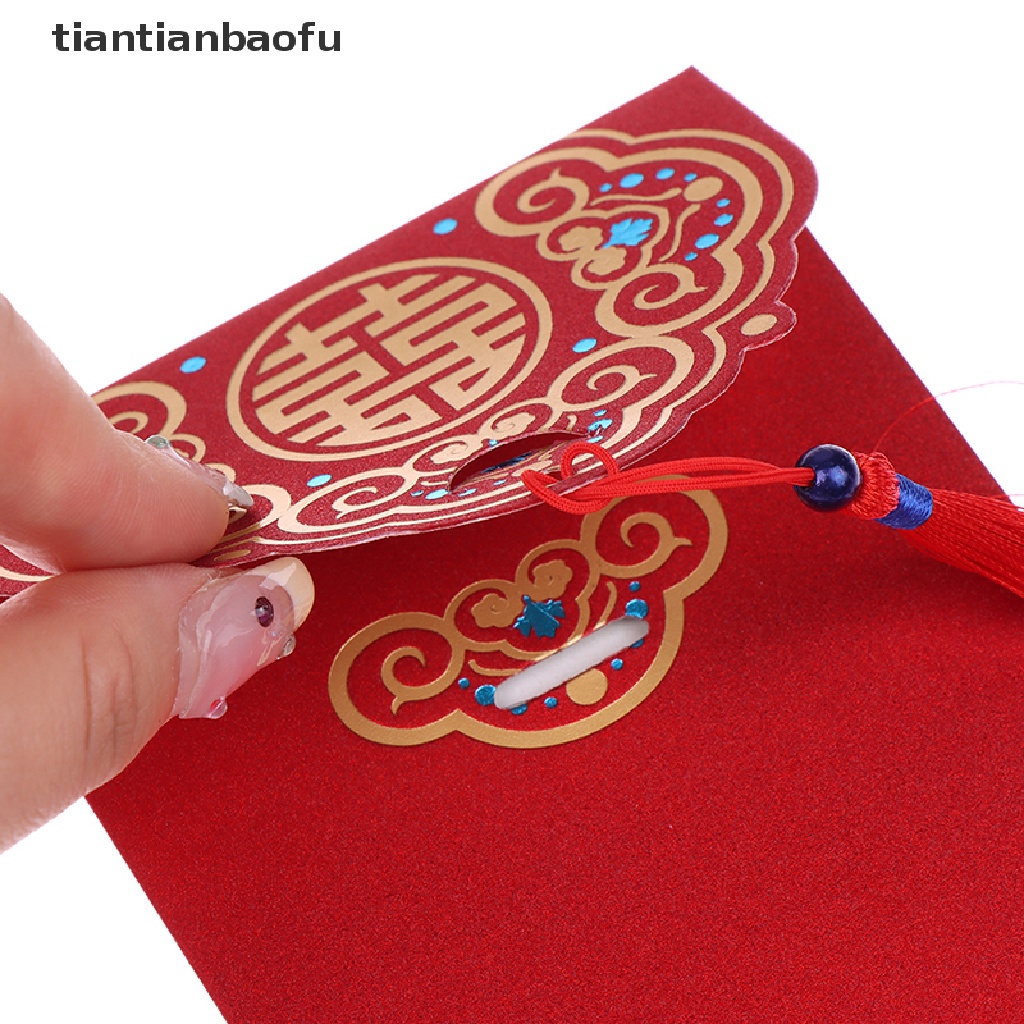 [tiantianbaofu] 6pcs Pernikahan Hongbao Bronzing Amplop Merah Untuk Dekorasi Tahun Baru Paket Merah Butik