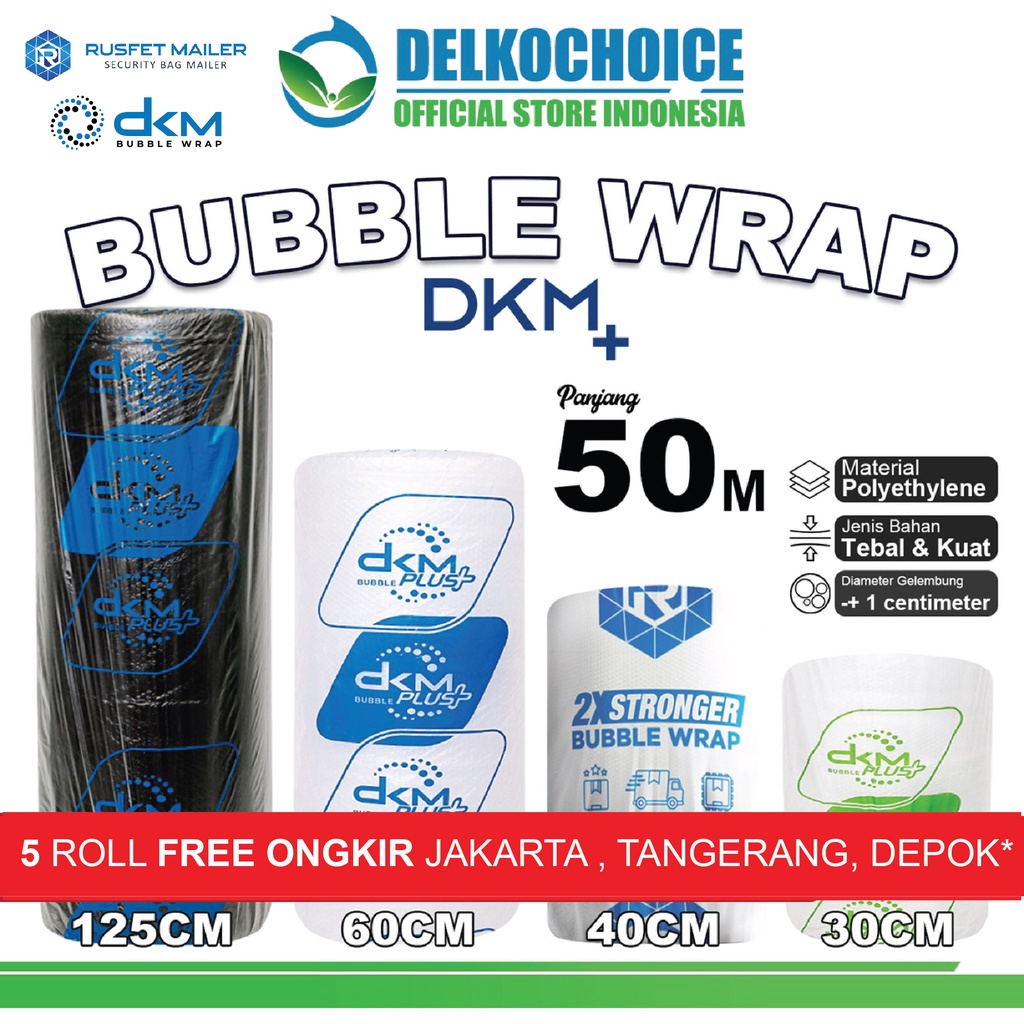 

BubbleWrap 50m Plastik Bubble Wrap DKM PLUS BERWARNA TERMURAH / ROLL