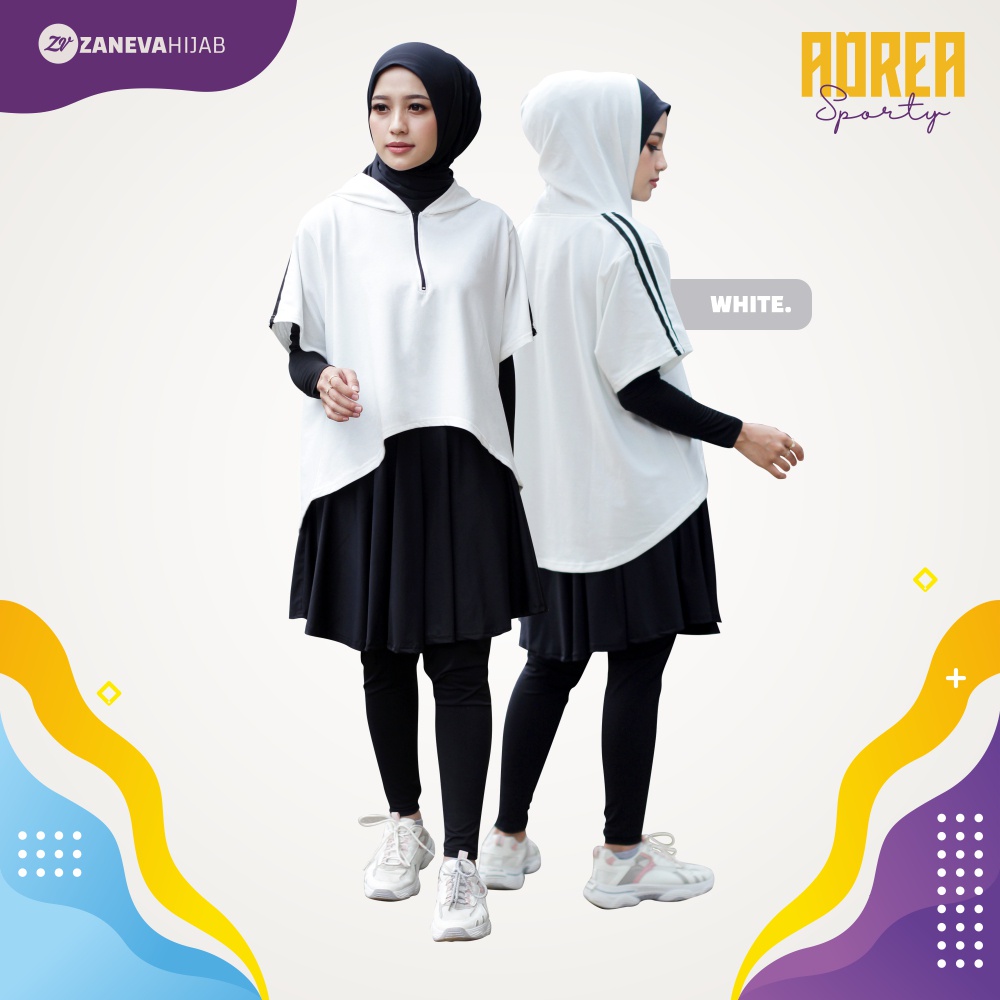 Adrea Sporty l Hoodie Olahraga Muslimah l Hoodie Wanita l Sportwear Zaneva l Olahraga Lari Bersepeda Workout Jogging