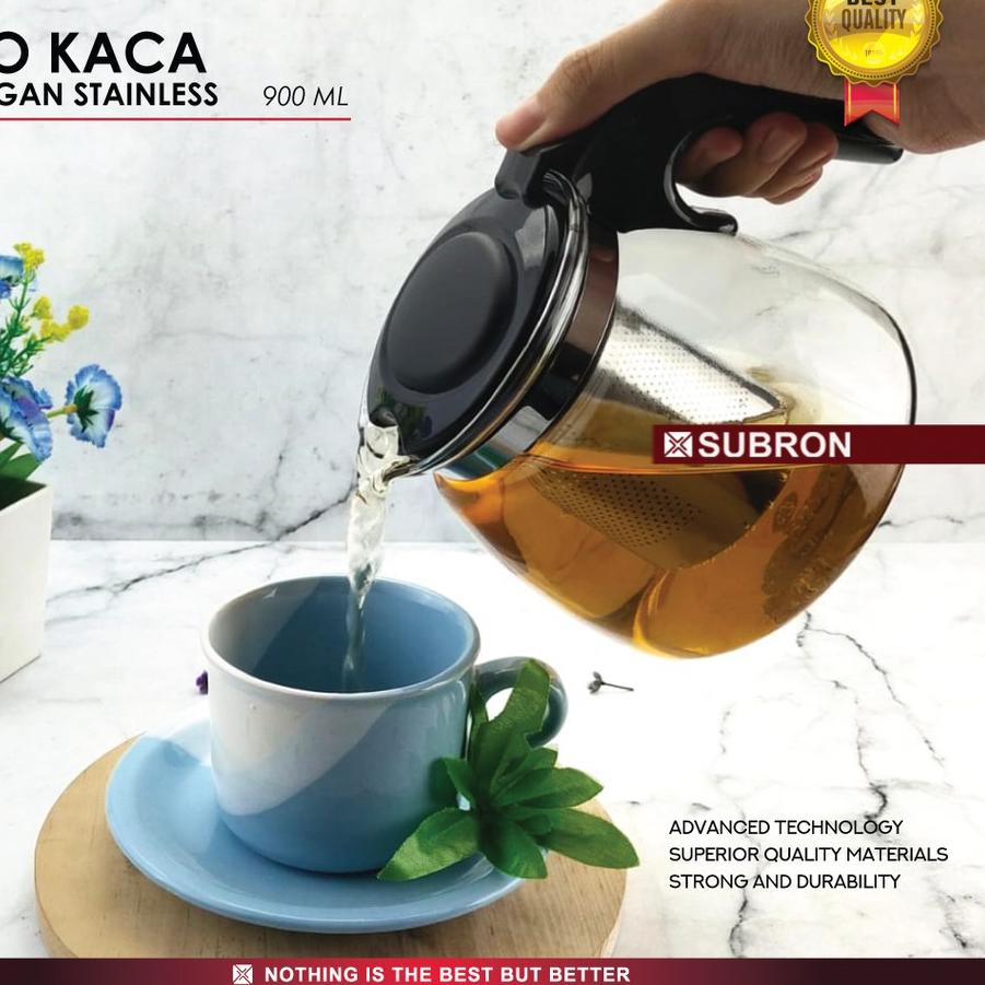 Jual Cod 1212 Subron Teapot Glass Teko Kaca Teh Saringan Stainless 900 Ml 1100ml Kode 865 0180