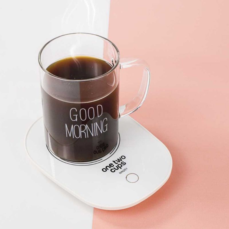 One Two Cups Tatakan Gelas Pemanas Coffee Cup Warmer Heating Pad - NN201 putih