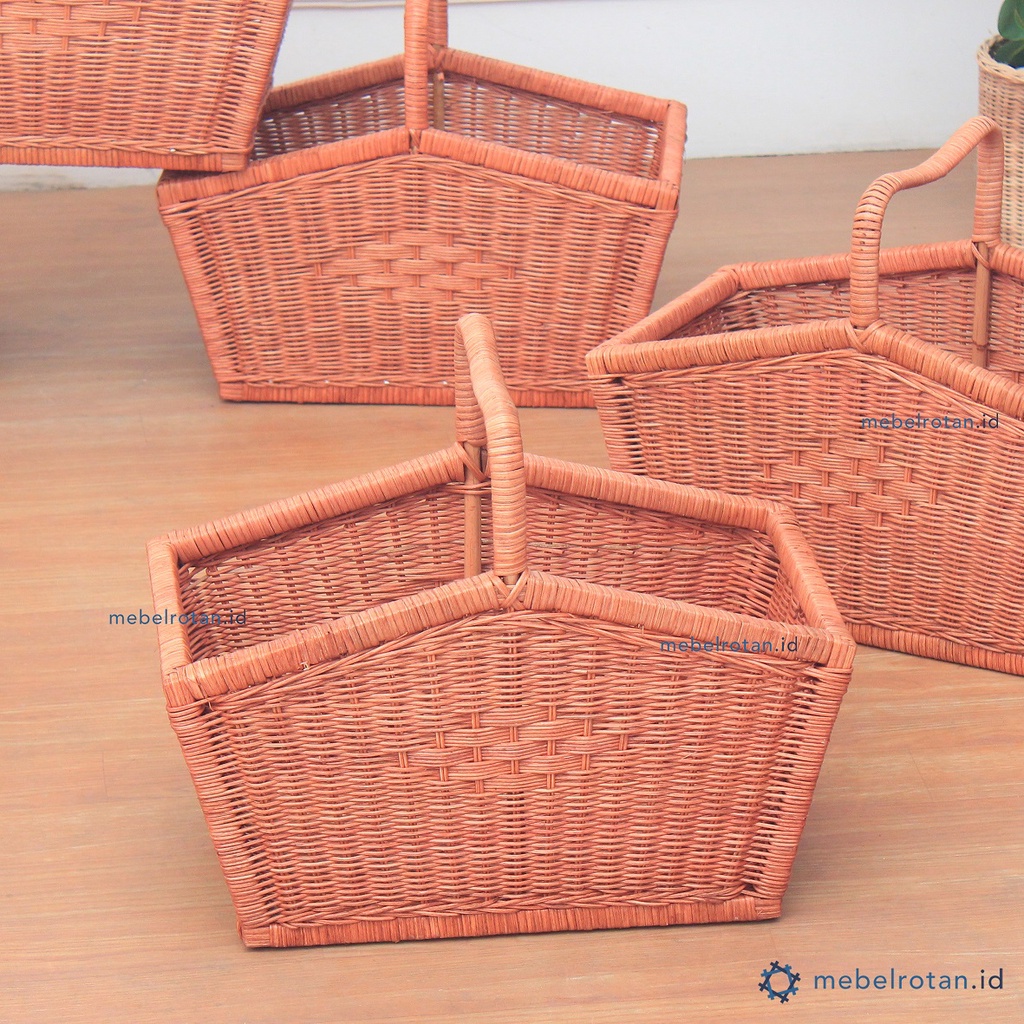Keranjang Piknik Anyaman Rotan Jinjing Besar | Hampers Parcel Buah