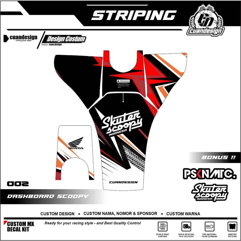STIKER STRIPING PELINDUNG DASHBOARD / THANKPAD / DECKPAD MOTOR SCOOPY STICKER SCOOPY 2020 2021 2022