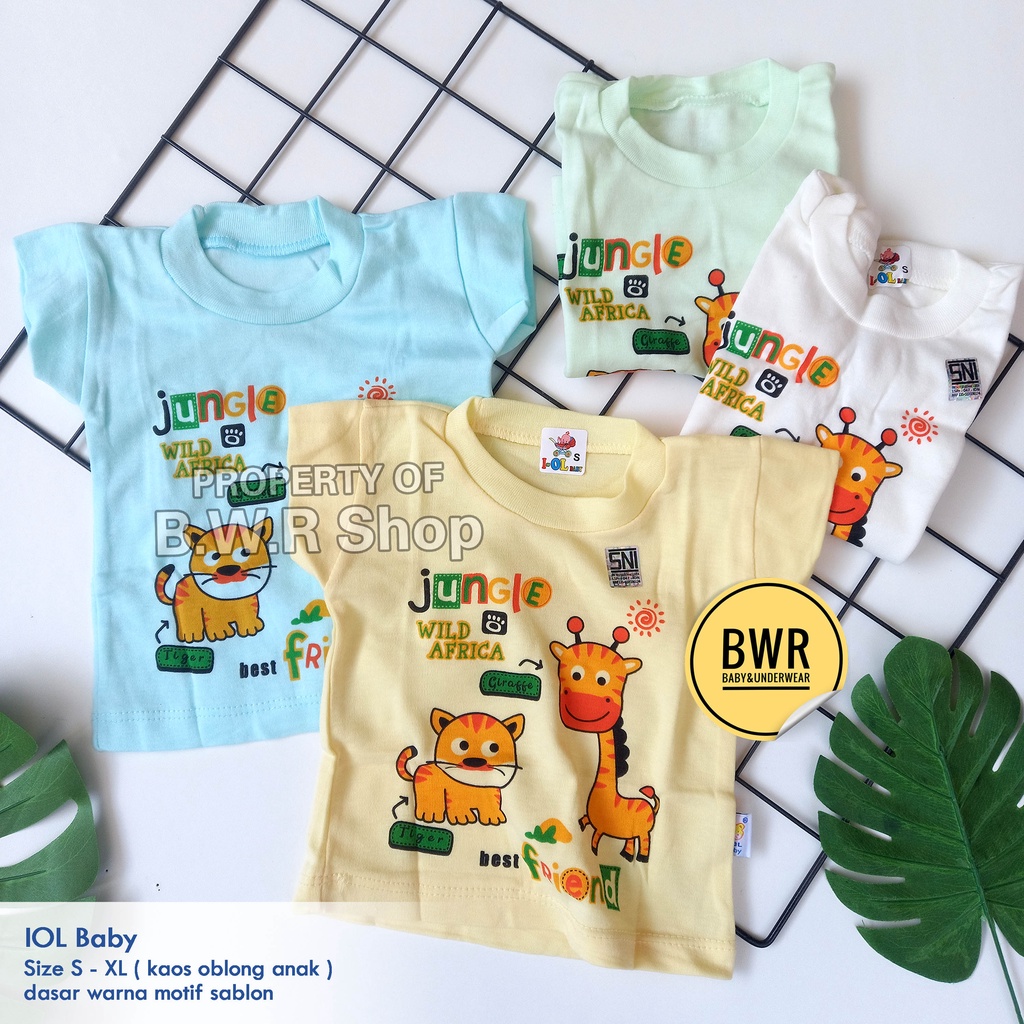 Kaos Oblong IOL MOTIF SABLON / Kaos Anak Baby Lengan Pendek Baju Bayi Atasan Bayi Pilih Warna | Bwr