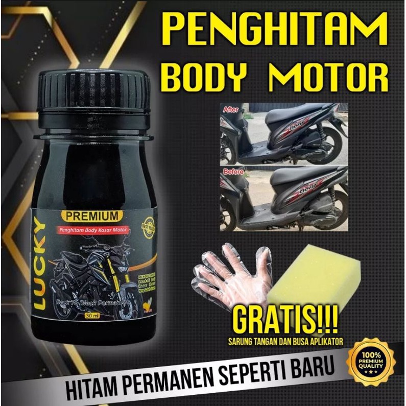 Penghitam Body Plastik Motor Mobil Hitam Permanen Kembali Seperti Baru-Back To Black Lucky 30 Ml