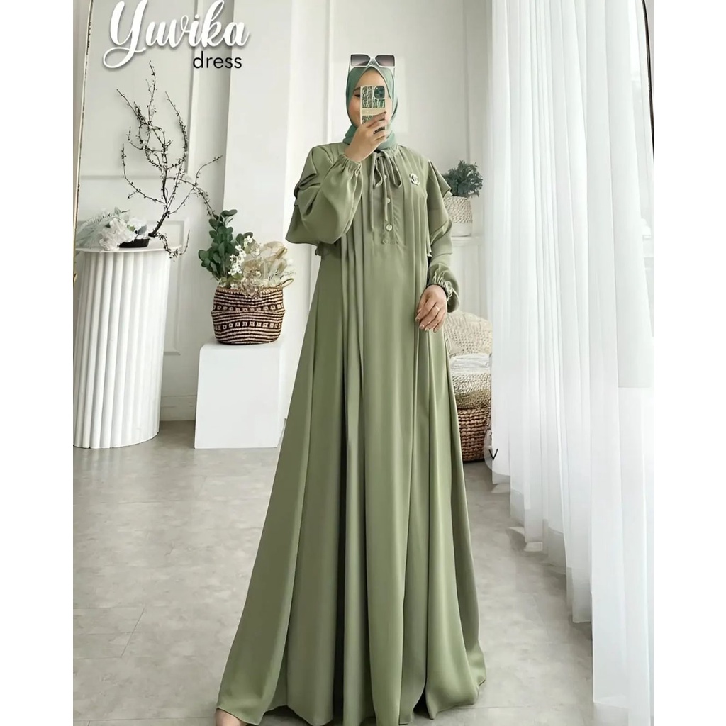 YUVIKA DRESS PEREMPUAN TERBARU GAMIS KONDANGAN SHAGEGREEN DRESS BRIDESMAID