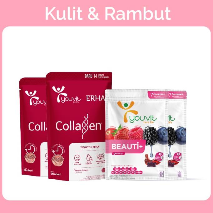 2 Pouch Youvit x Erha Collagen dan 2 Sachet Beauti+