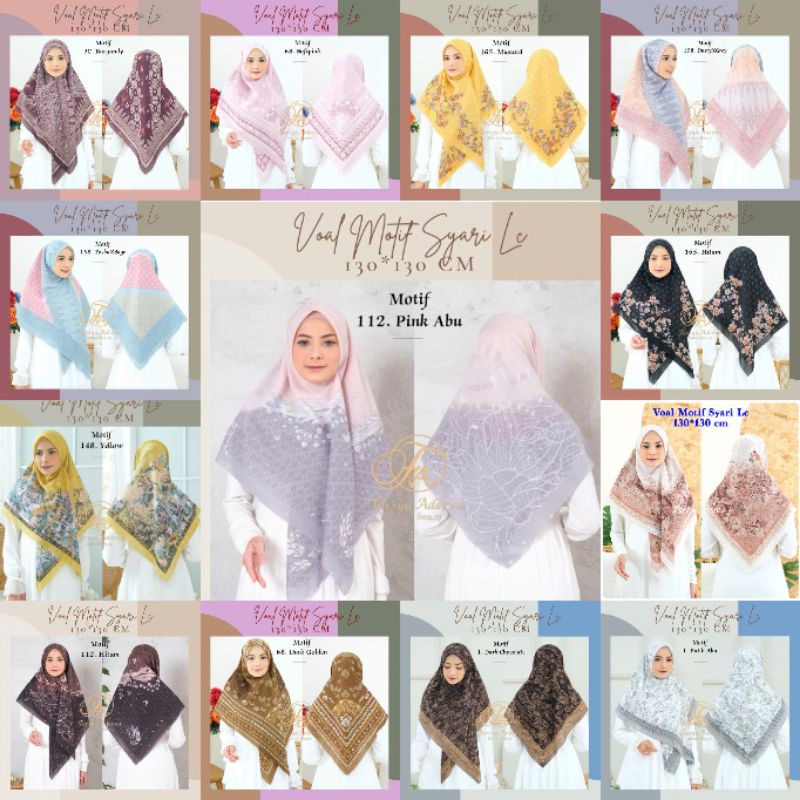 Hijab Motif Syari 130x130 Jumbo Voal Premium Laser Cut VPS