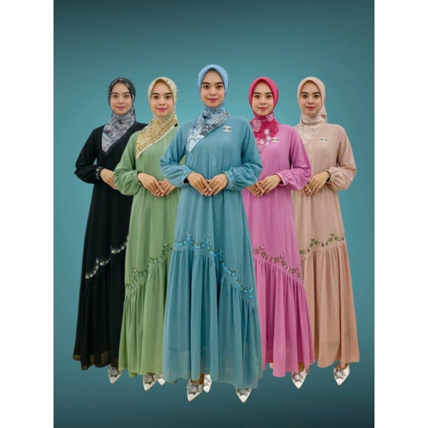 PB Prilly Busana - ANDINI GAMIS MALAYSIA REMPEL BORDIR - MAXYDRESS BUSUI - MAXI BORDIR BISA SERAGAM - GAMIS BUSUI