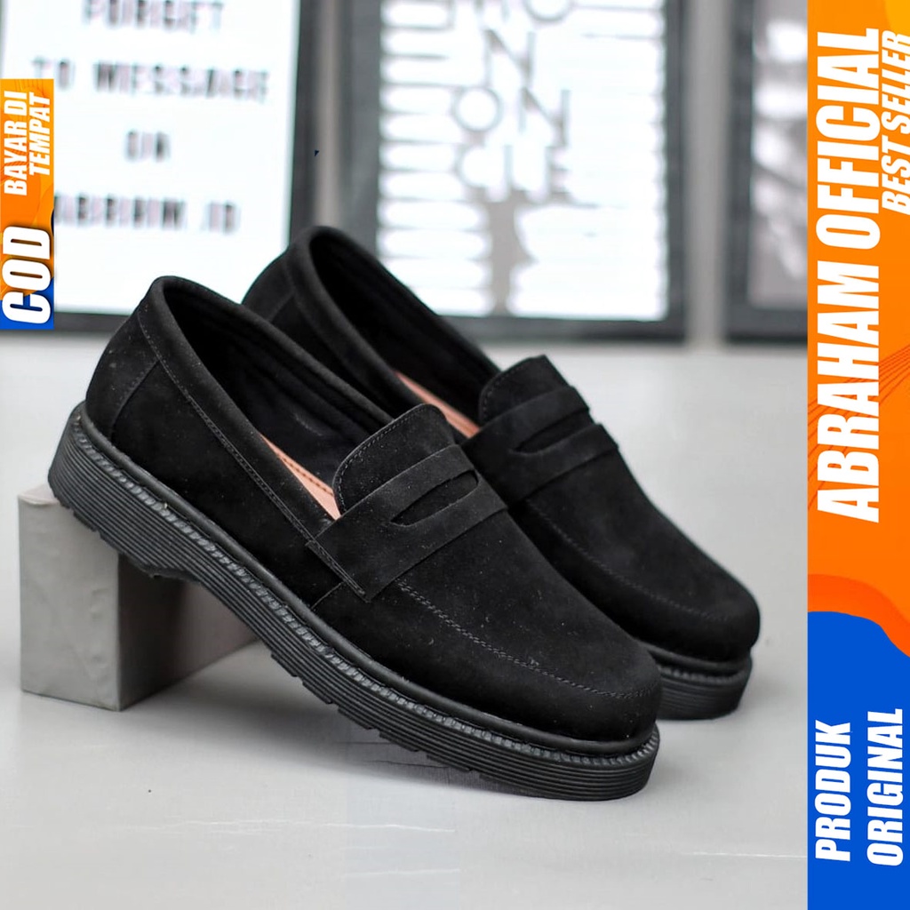 Sepatu Formal Pantofel Kerja Pria Docmart Low Boots Hitam Abraham DOMINIK