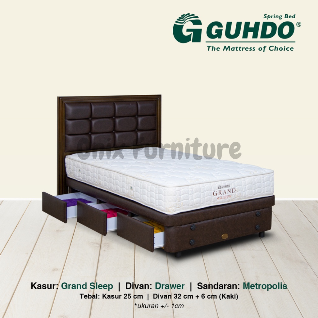 Springbed Gudho Base Drawer Metropolis Grand FULLSET 120x200BrownWhite