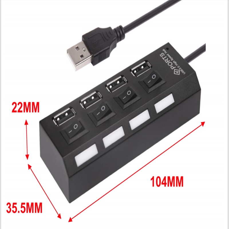 Hub USB 7 Dan 4 Port Output On Off LED 4in1 And 7in1 Colokan Konektor 2.0 Cocok Untuk Flashdisk Mouse Keyboard Kabel