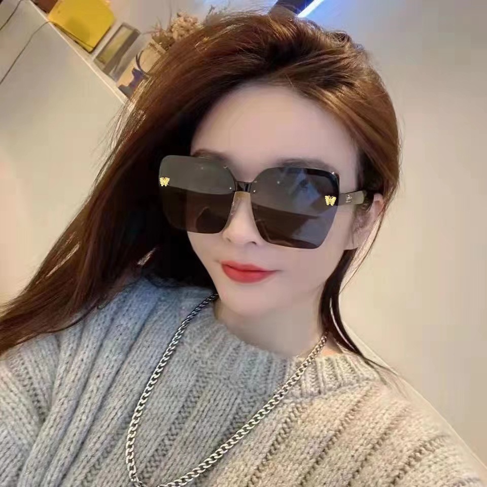 Kacamata Hitam Fashion Square Korea Style 2022 Tanpa Bingkai Kacamata In Gradien Ocean Piece Bingkai Besar