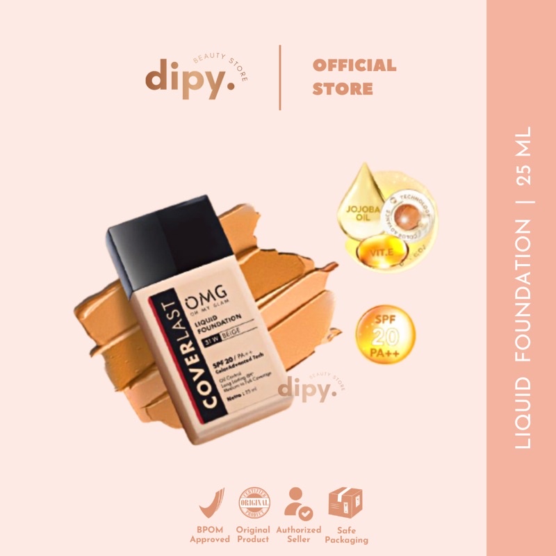【Official Outlet】 OMG - Oh My Glam Coverlast Liquid Foundation SPF20 PA+++ BPOM