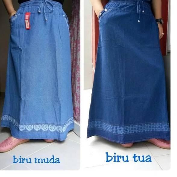 [LNO.22De22ᴱ] Rok Jeans Span Panjang Denim Polos Wanita Skrit Murah Model A klok Dewasa Original Pro