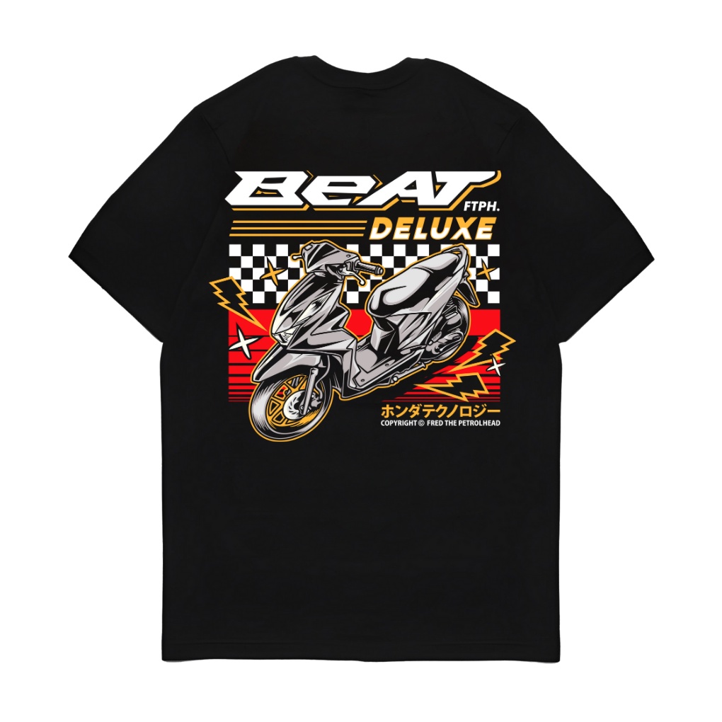 Kaos Baju Atasan Tshirt Motor Honda Beat Deluxe Black FTPH Original Kekinian Terbaru