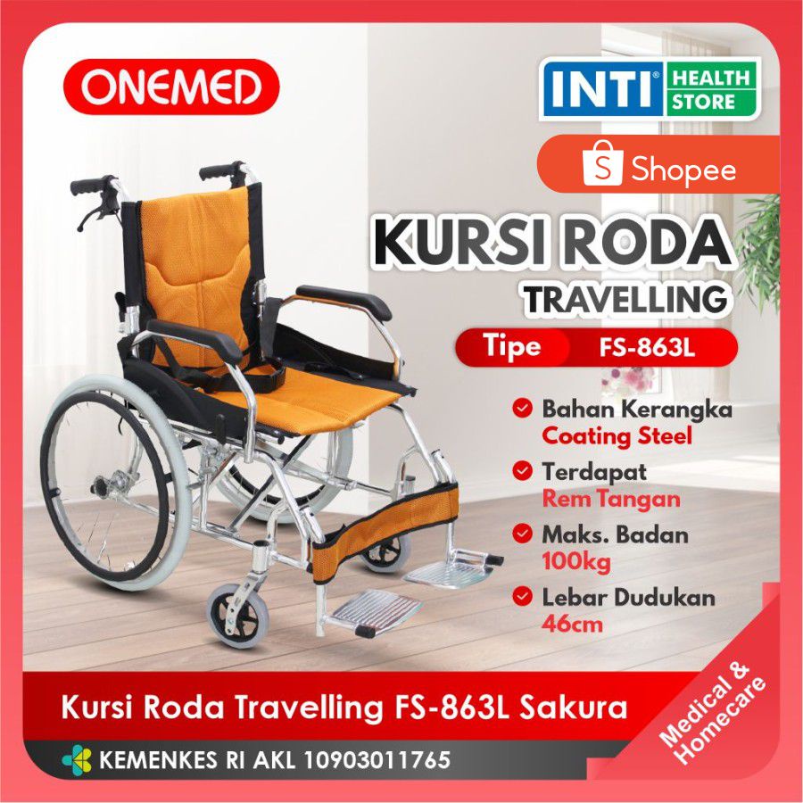 Onemed | Kursi Roda Travelling FS-863L Sakura | Kursi Roda Travel