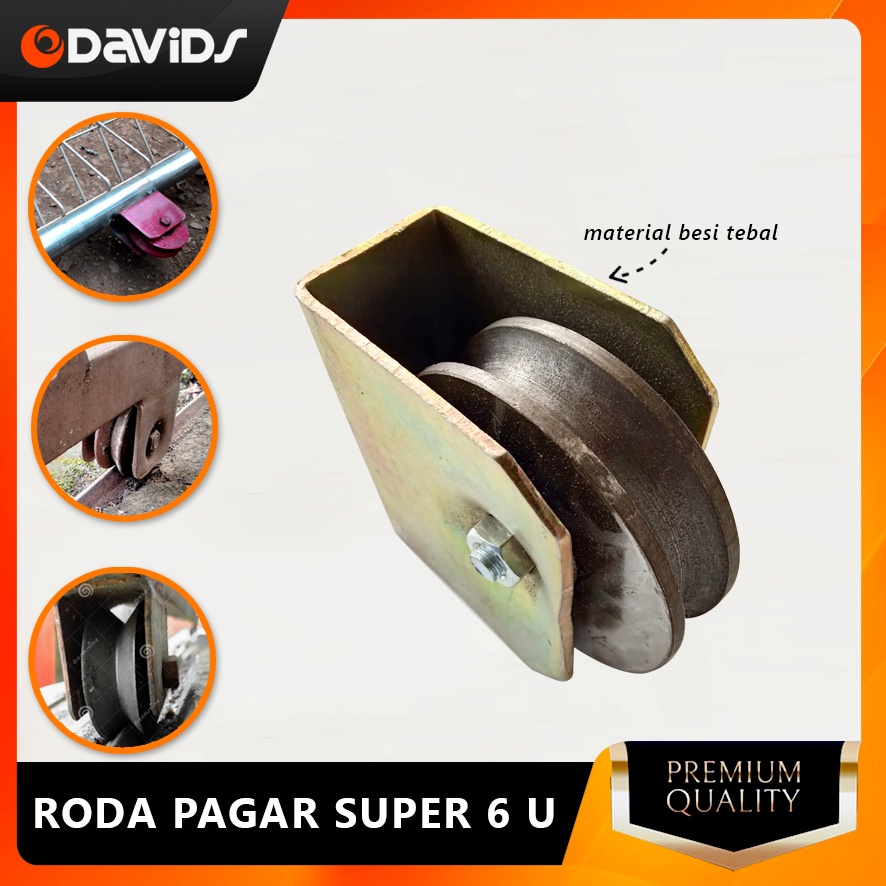 Roda Pagar Besi Rumah Pintu Gerbang Baja Super 6cm U