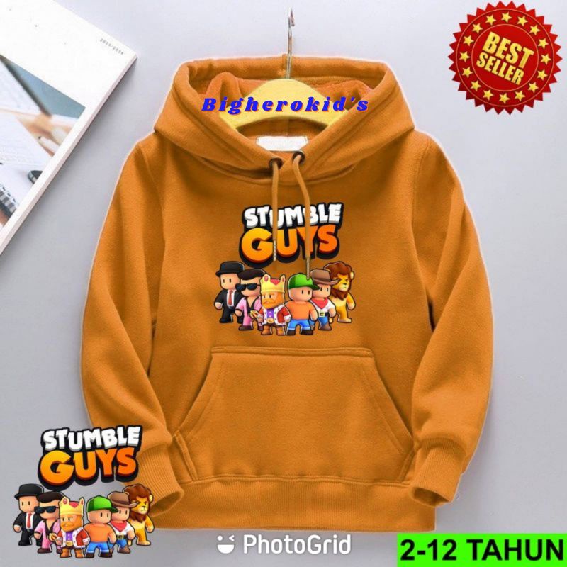 Jaket Sweater Hoodie anak laki laki Motif Stumble Guys