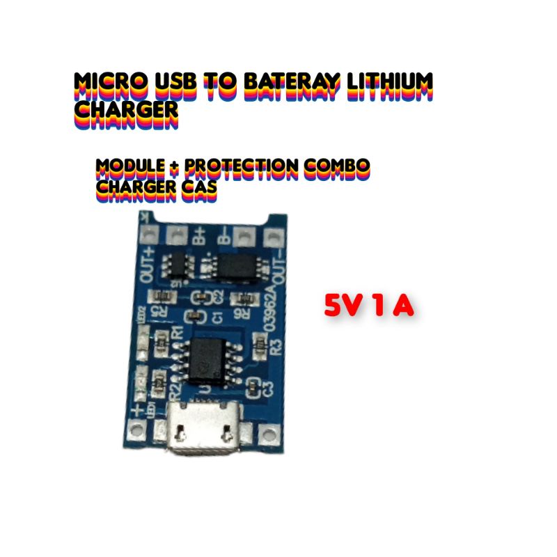 module charger micro usb to baterai lithium module+protection
