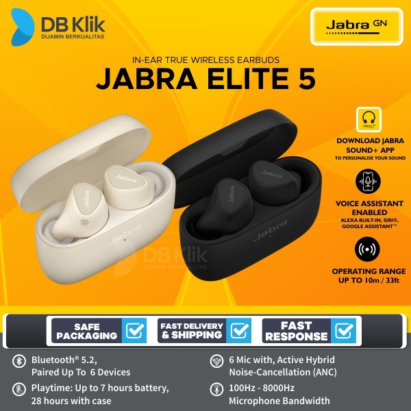 TWS JABRA Elite 5 True Wireless Earbuds with Hybrid ANC- JABRA ELITE 5