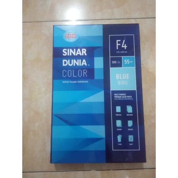 

Kertas HVS F4 55g Blue / Biru Sidu / Sinar Dunia Color