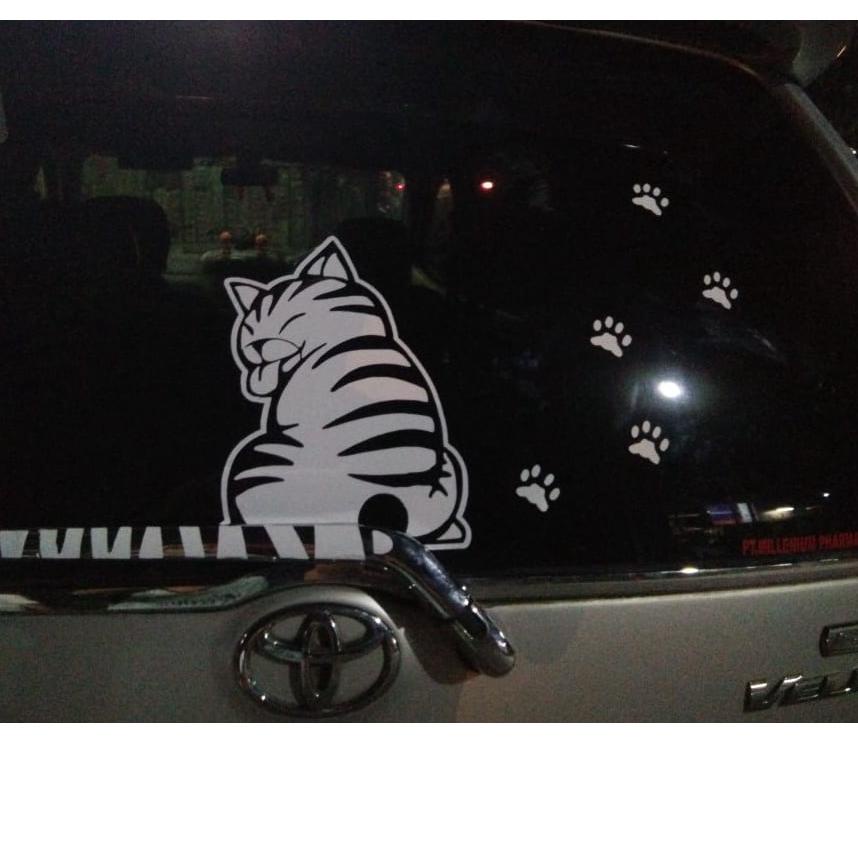Terkini Stiker Kaca Belakang Mobil Motif Kucing Cutting Sticker Lucu