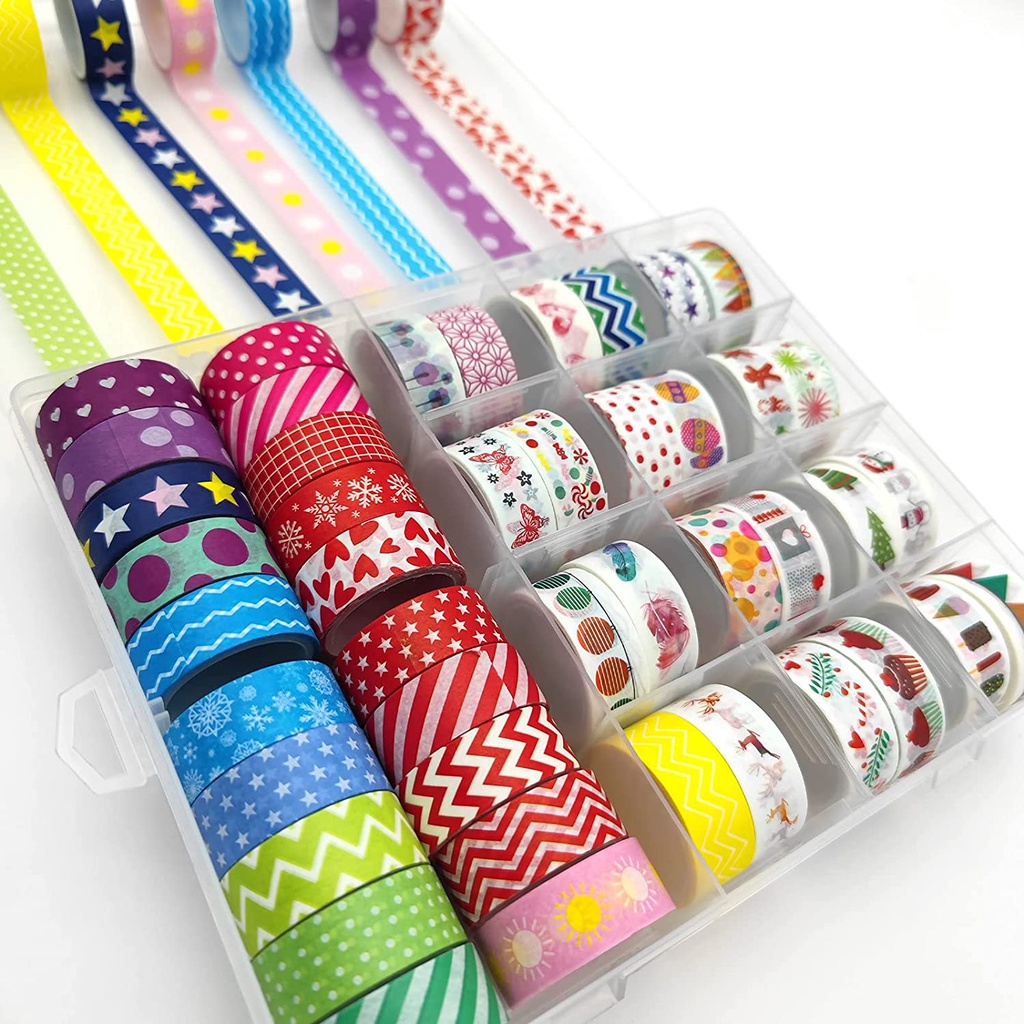 10 12 Gulung Washi Tape Set Selotip Selotape Isolasi Solasi Grosir DIY Craft Journal Book Dekorasi Decorative Metalic Glitter Fancy