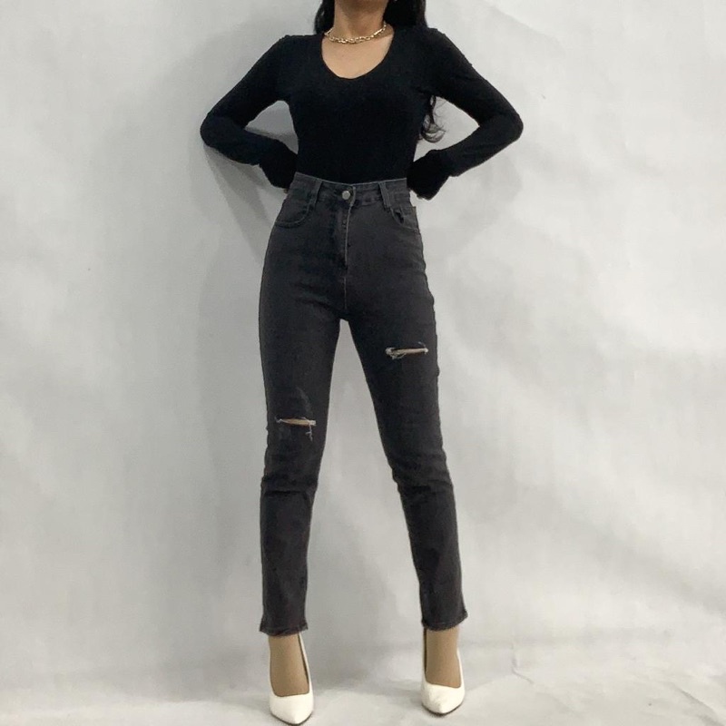 [LUXE.DLABEL] - E83 Jeans | Celana panjang Highwaist wanita Jeans import premium Jeans wanita polos ripped jeans High waist jeans wanita bkk Skinny Jeans High waist Baggy jeans Wideleg Jeans Kulot jeans Boyfriend jeans Wanita Kargo Jeans bangkok