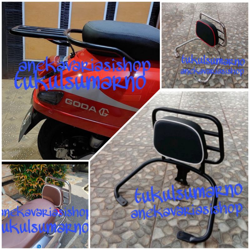 Back Rack plus sandaran belakang untuk motor listrik GODA