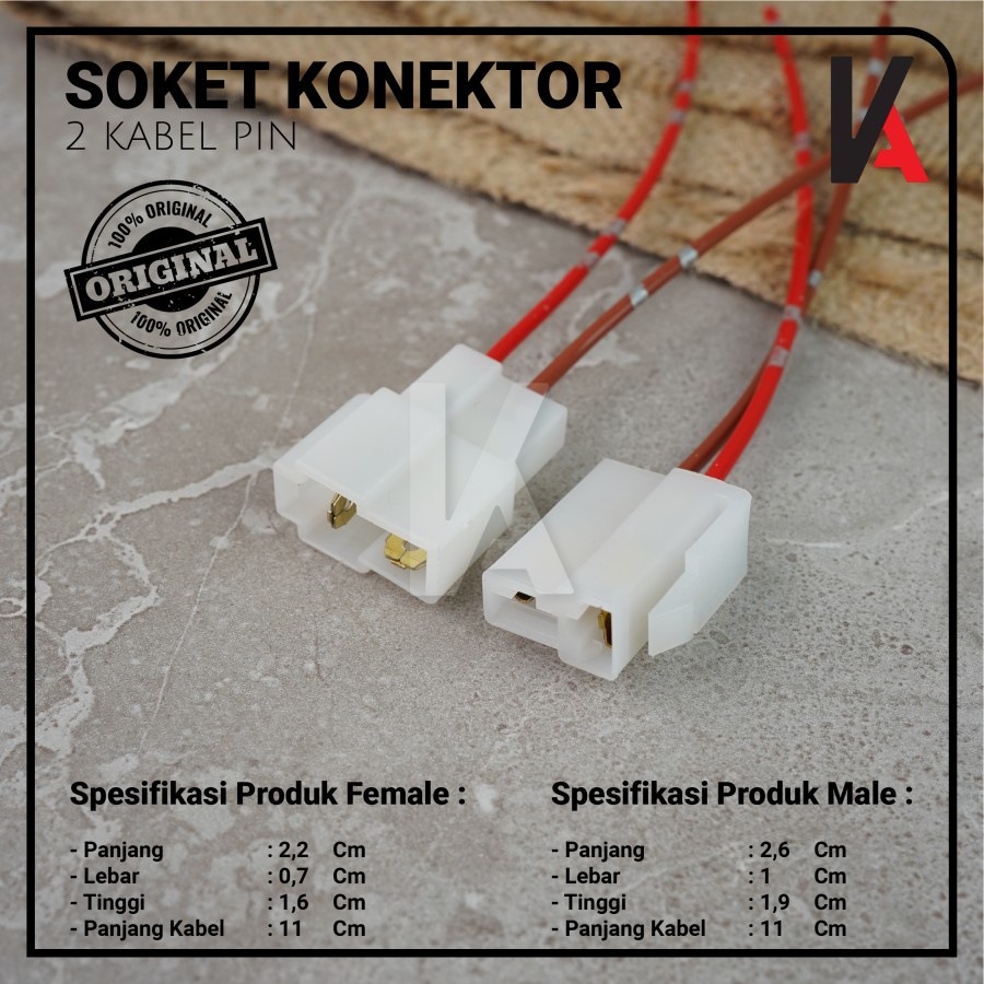 Soket Konektor Kabel 2 Pin Besar / Socket Sambung Mobil Motor