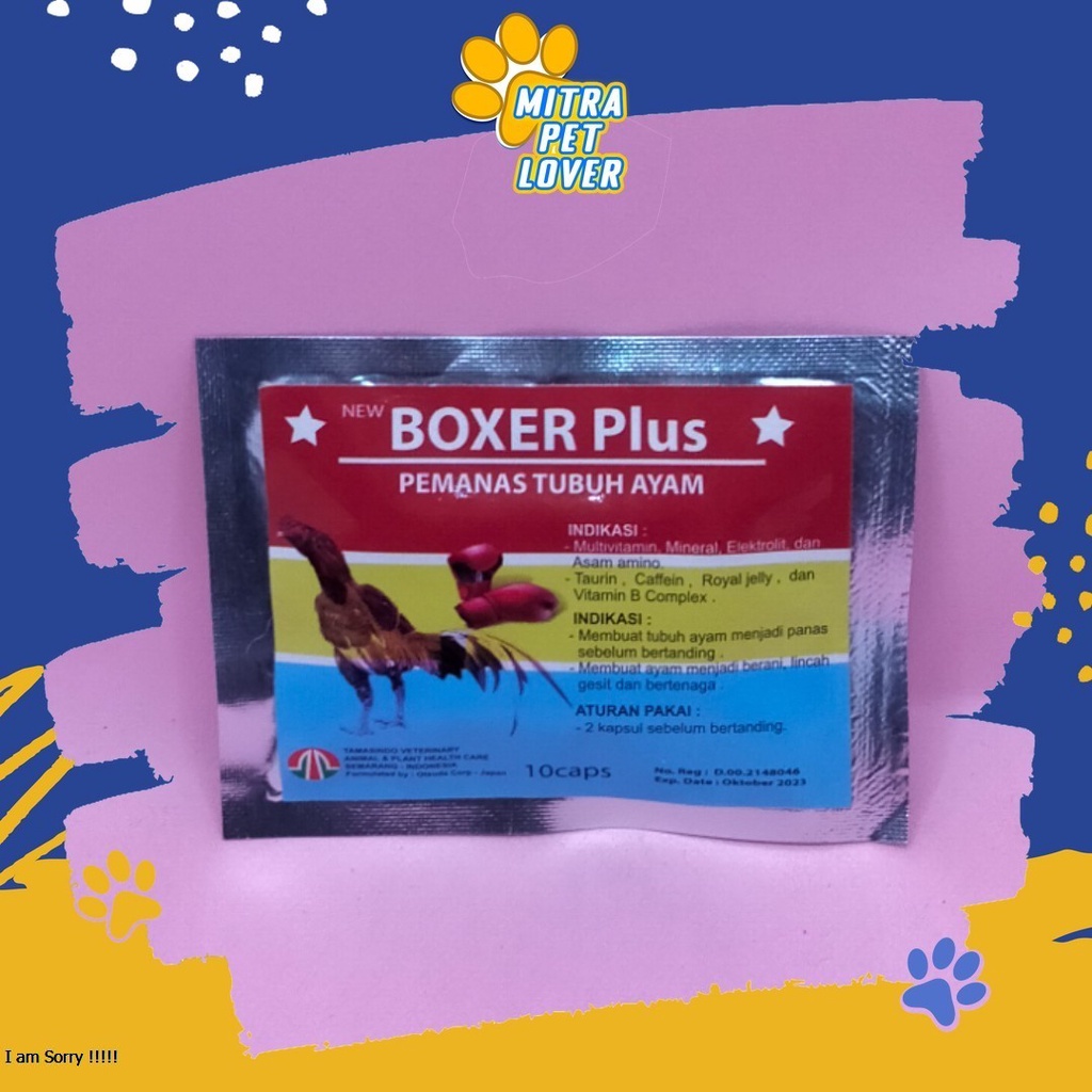 PEMANAS TUBUH AYAM ADUAN - BOXER PLUS CAPSULE - 10 CAPSUL BERANI LINCAH GESIT BERTENAGA AMAN MANJUR  KAPSUL ADUAN JAGOAN TARUNG MURAH ASLI GARANSI KUALITAS ORIGINAL TMASINDO - PET ANIMAL TAMASINDO OBAT KESEHATAN &amp;  VITAMIN TERNAK HEWAN  MITRAPETLOVER