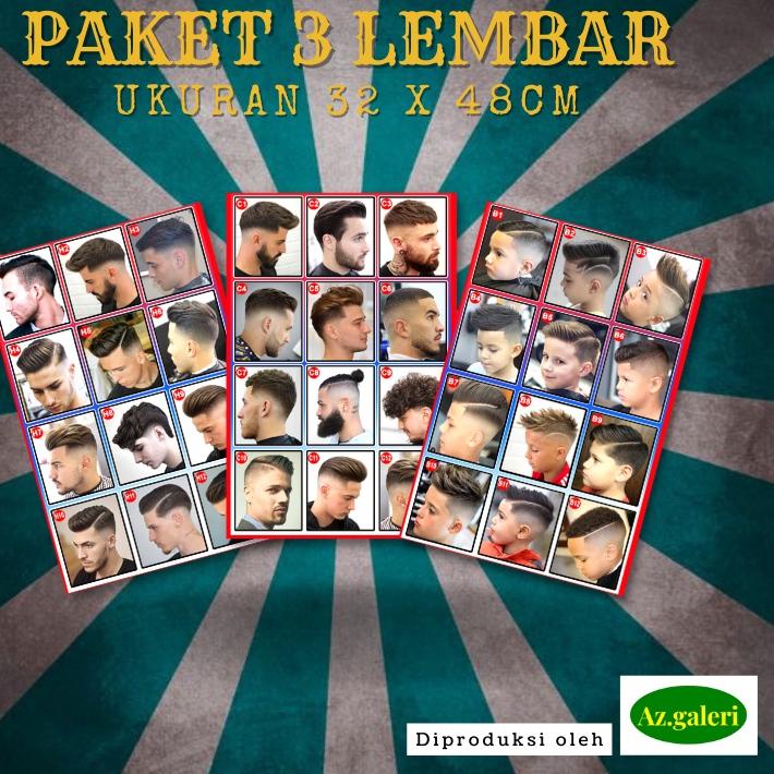 ヤ ISI 3 PCS Poster Pangkas Rambut Poster Pangkas Rambut Pria Poster Barbershop Poster Pangkas Rambut