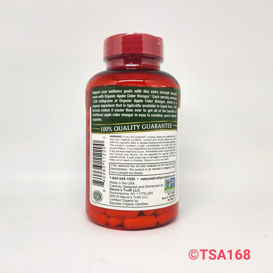 Nature Truth Apple Cider Vinegar 1200 mg 180 cap Nature's PipingRock