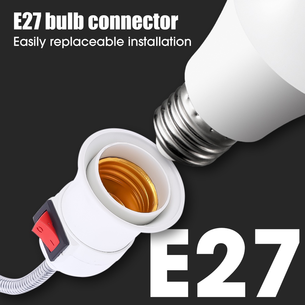 Extender Extension Colokan Dengan Saklar EU US Plug Adapter Holder Lampu Meja LED Konverter Hemat Energi Base Bohlam E27 Socket Lamp Bulb Base