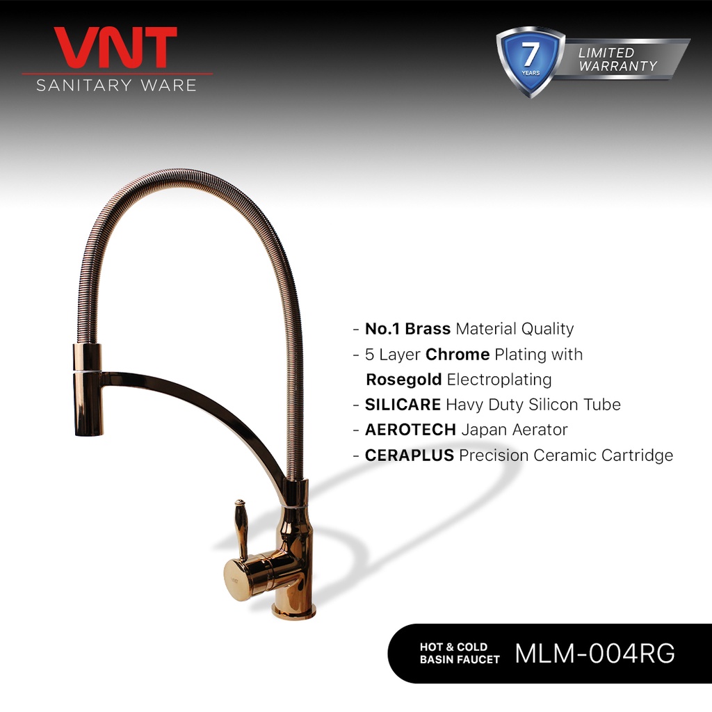 VNT Kran Cuci Piring MLM-004RG Rose Gold Kitchen Mixer Keran Dapur Panas Dingin