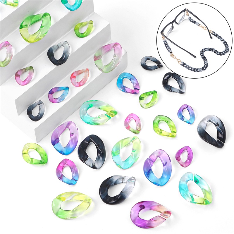 10pcs Acrylic Twisted Chains Link Beads Manik-Manik Rantai Kacamata Manik-Manik Untuk Membuat Perhiasan DIY Gelang Kalung Anting