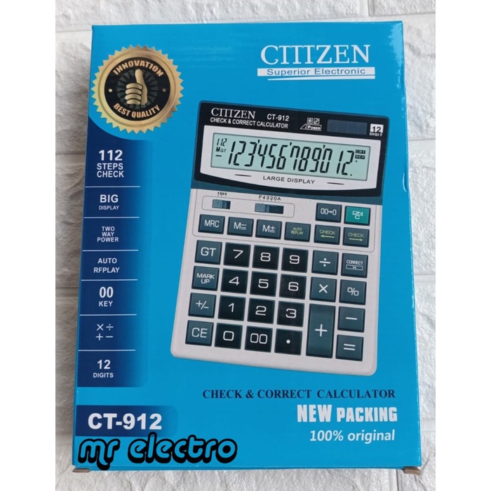 

KALKULATOR CITIZEN CT 912 - 12 DIGIT - UKURAN BESAR - HARGA GROSIR #ORIGINAL