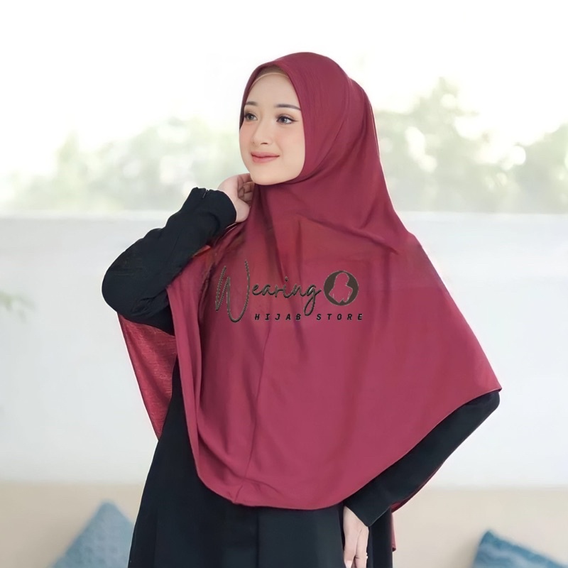 Hijab Khimar Bergo Hamidah Instan Jumbo XL / Kerudung Malay Jersey (XL)