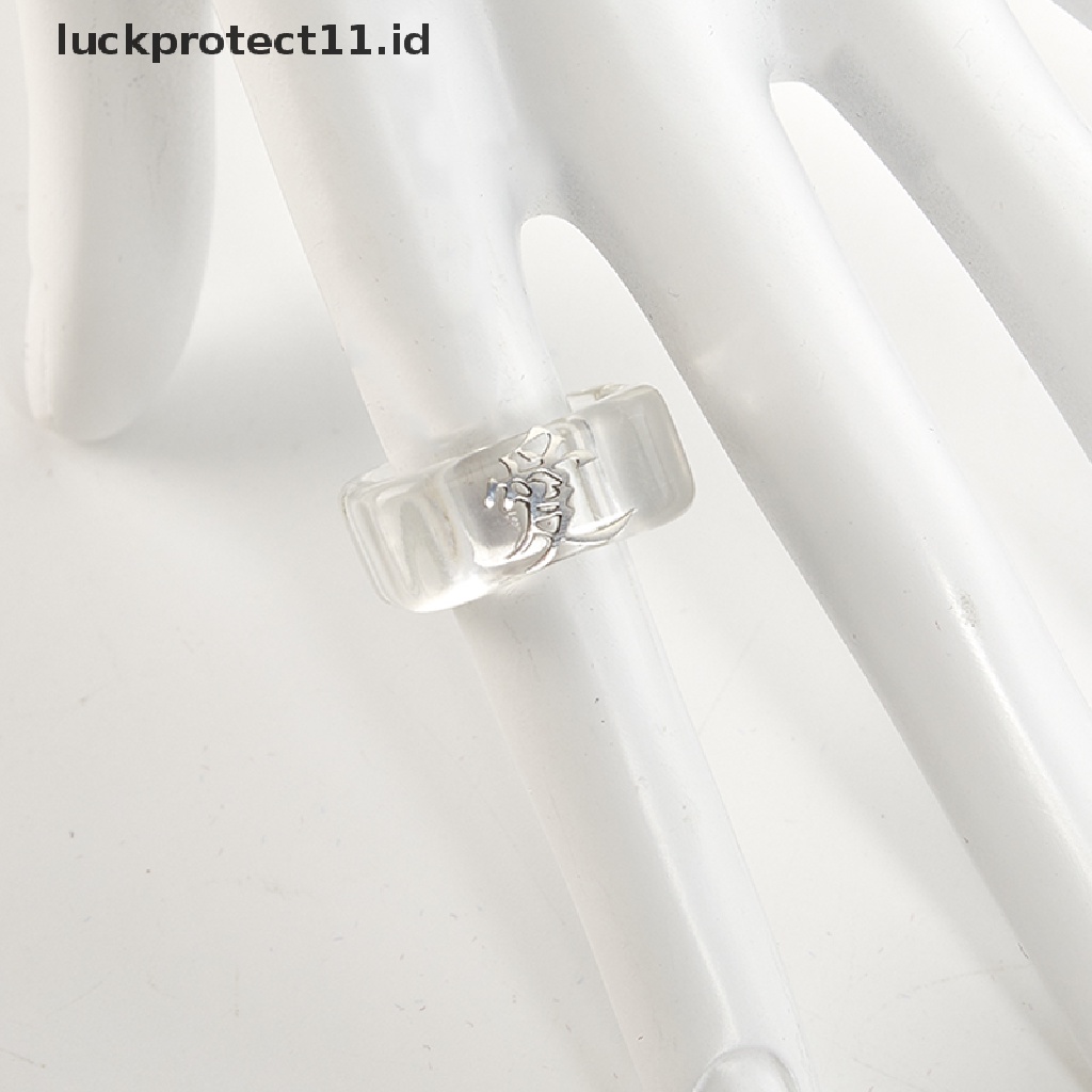 /Fashion Hot// Fashion Hot// Korea Love Resin Transparan Cincin Wanita Vintage Hadiah Persahabatan Pesta Punk Ring.