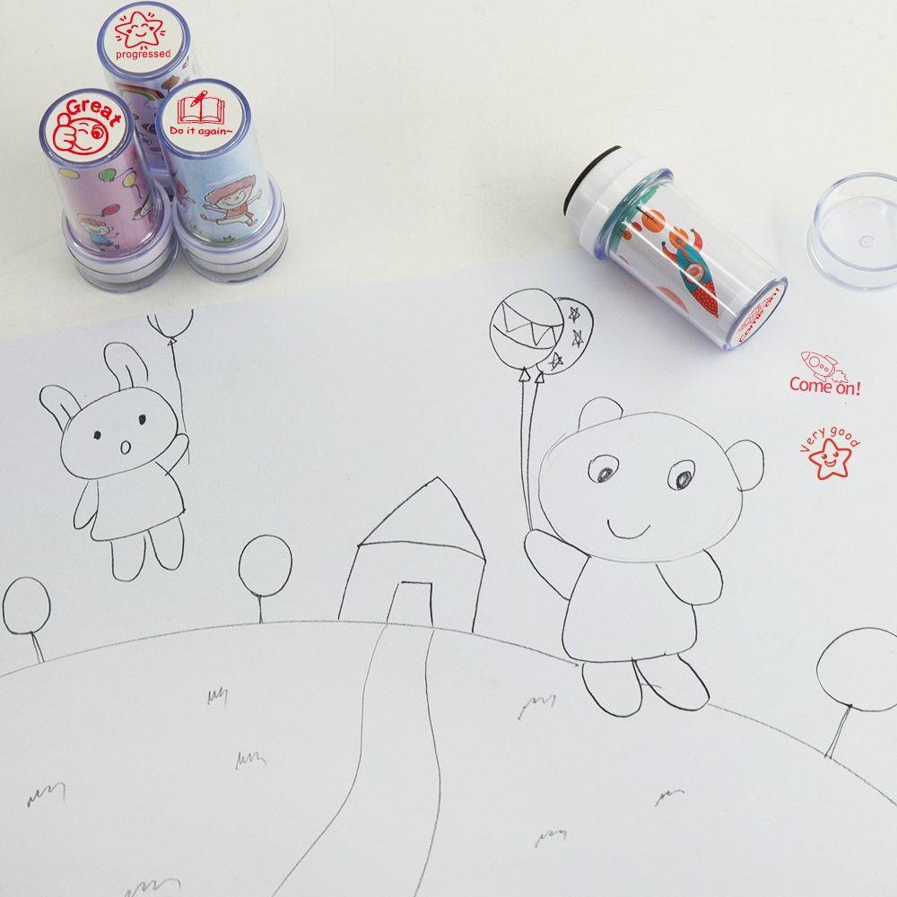 Solighter Commentary stamp Self-ink Perlengkapan Kantor &amp; Sekolah Bab Fotosensitif Perangko Mainan Anak Scrapbooking Stamper Anak Segel Mengajar Cap