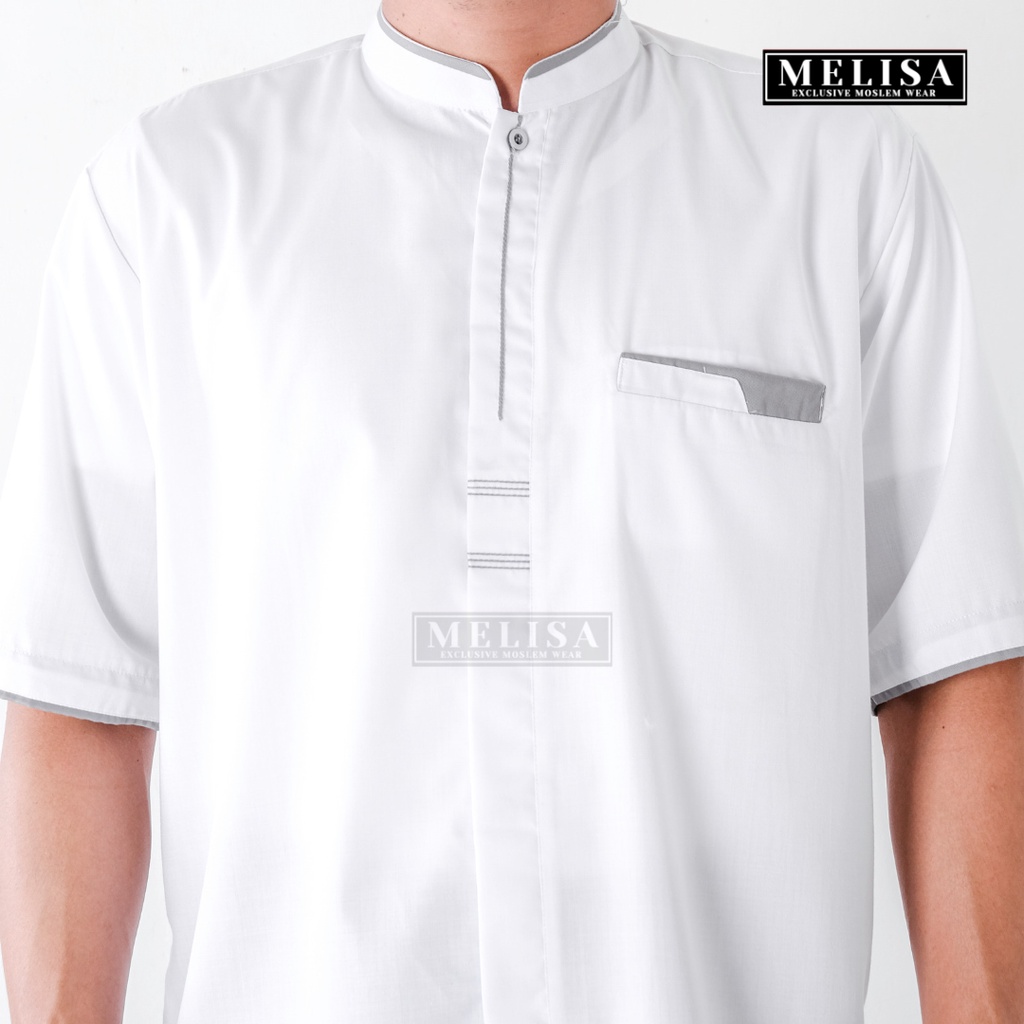 baju koko pria kemko tangan pendek bahan katun toyobo motip simpel dan elegan size M L XL baju muslim polos promo baju muslim terbaru-WARNA PUTIH POLOS