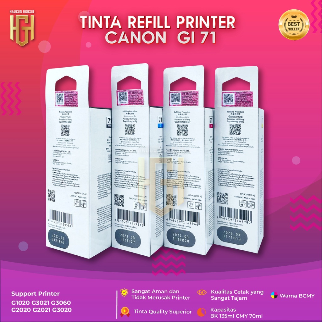 Tinta Canon Gi 71 Black Tinta Printer G2021 G1020 G2020 G2060 G3020